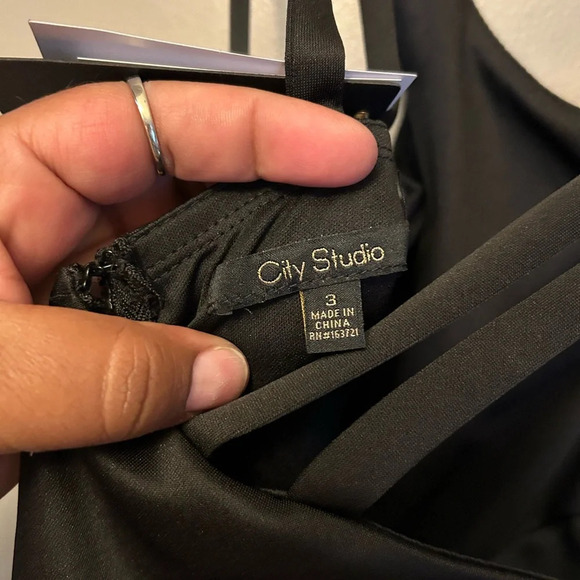 City Studio dress - black scuba fit and flare sheer panel NWT - Picture 9 of 10